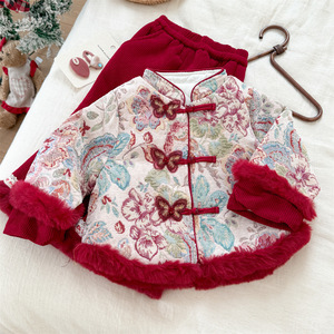 Traditional Chinese Baby Girls Two Piece Set Thickening New Year Outfit With Label And Tags - Product Image 4