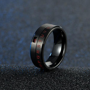 Anillo giratorio de acero de titanio con combinación de letras y números, joyería única y popular de Montaña y Mar, de nicho y de moda. - Product Image 4