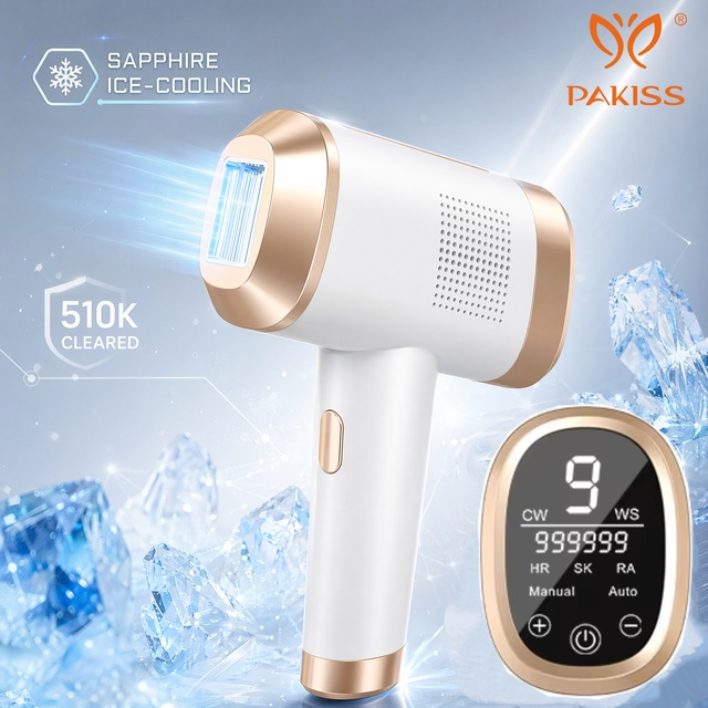 PAKISS 999999 Painless Home Use IPL Laser Epilator Device for Facial and Body Skin Home Use Laser Hair Removal