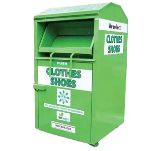 Banche di raccolta di vestiti usati personalizzati in piedi in metallo Donate Recycle Bin