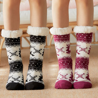Nouveau doux chaud confortable hiver chaussettes femmes polaire doublé pantoufle chaussettes noël floue Sherpa chaussettes pour femme