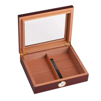 Humidor à cigares en bois de cèdre fait main, 25 cigares, avec couvercle en verre, boîte à cigares de bureau avec hygromètre et humidificateur, étui de rangement de luxe