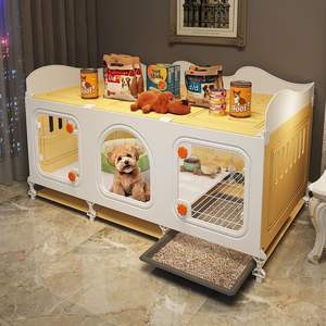 Jaula para Perros Pequeños con Inodoro Integrado, Caseta Tipo Villa de Una Habitación y Un Salón, Lista para Usar, para Cachorros, Uso Interior - Product Image 1