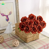 Künstliche Rose Blumenstrauß Faux Rose Stiele für Hochzeits arrangement Braut strauß Herzstück Faux Silk Rose Burnt Orange