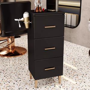 Chariots de salon de coiffure, de beauté et de spa à roulettes en métal, noir, gris et blanc, best-sellers - Product Image 1