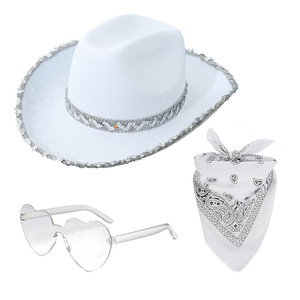 Conjunto de 3 Piezas de Disfraz de Vaquero con Sombrero, Pañuelo y Gafas, Disfraz de Vaquero del Oeste para Fiesta de Cumpleaños o Halloween - Product Image 2