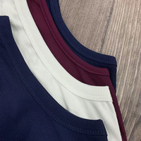 Vente en Gros OEM Débardeurs Côtelés Femme Dos Nageur en Coton Brodé Personnalisé, Haut de Sport et Tenue de Ville pour Femmes