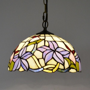 Lámpara Colgante LongHuiJing Tiffany de 12 Pulgadas, Ovalada, de Vidrio Teñido, con LED, Altura Ajustable, Luz Blanca Cálida, Base de Hierro, 360° de Iluminación - Product Image 3