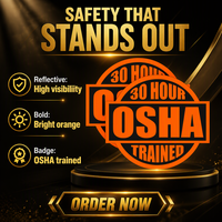 Autocollant réfléchissant pour casque de sécurité certifié OSHA 30 heures, orange, pour ouvrier du bâtiment et chef de chantier