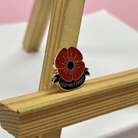 Emblemas de insignia chapados en oro de esmalte suave de aleación de Zinc Pin de solapa de Amapola roja con logotipo personalizado gratuito