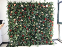 SPR Vente en gros de décorations de mariage personnalisées avec des feuilles de plantes vertes, toile de fond en rose, fleurs artificielles en soie, mur de fleurs décoratif