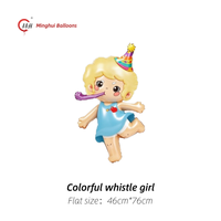 Ballons en Mylar à l'effigie de personnages de dessins animés mignons (Licorne, Planète, Fille) pour gâteau d'anniversaire, boîte cadeau, fête d'anniversaire d'enfants et baby shower