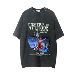 เสื้อยืดแขนสั้นทรงหลวมพิมพ์ลายหัวกะโหลกแฟชั่นฤดูร้อน STARLIGHT สำหรับผู้ชาย รับสกรีนโลโก้ - Product Image 1