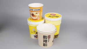 Boîtes et récipients alimentaires en papier avec couvercles ventilés à emporter bols à soupe chauds tasses à crème glacée en papier kraft jetables - Product Image 4
