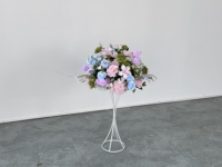 Arrangement de fleurs artificielles rose, bleu et violet avec support métallique, centre de table de mariage, décoration d'allée pour banquet et événements