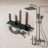 2025 nouveau Design luxe LED ensemble de douche pistolet gris Piano clé robinets de douche salle de bain système de douche avec affichage numérique de la température