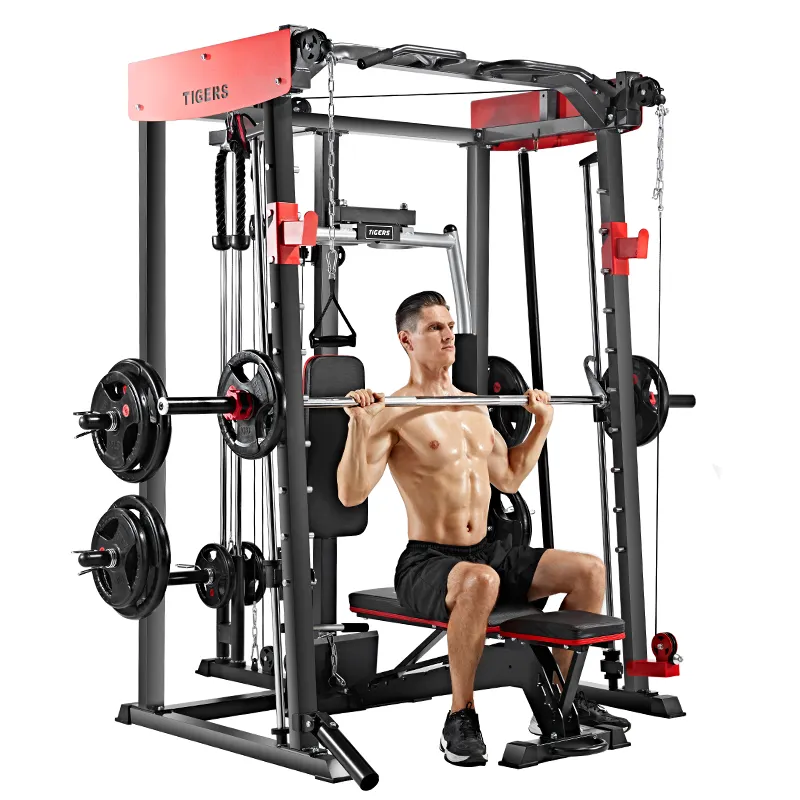 Smith Maschine Mit Bank Home Gym Workout Ausrüstung Multifunktionale Kabel Crossover Trainer Power Rack