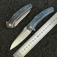 Couteau pliant à lame non remplaçable en acier M390 en alliage de titane, modèle « Lightning Pattern Storm », haute dureté, outil de survie en plein air