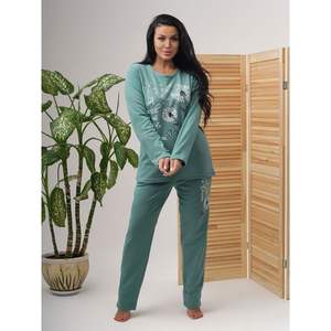 Conjunto de Pijama ZARKA 100% Algodón con Mangas Largas, Cintura Elástica, Suave y Transpirable, Ropa de Dormir Informal para el Hogar, Tallas 48-66 - Product Image 1