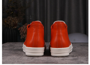 Baskets Jumbo en Cuir Véritable pour Hommes, Orange Uni, à Lacets, Chaussures Décontractées Tendance, Style Urbain pour Couples - Product Image 4