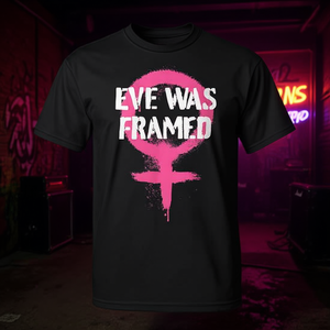 T-shirt graphique punk féministe Eve Was Framed, noir, unisexe, taille moyenne - Product Image 3