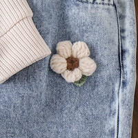 Ensemble de vêtements pour fillettes avec fleurs 3D, sweat-shirt côtelé à manches bouffantes, jeans, tenues d'automne pour bébés