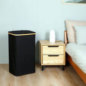 Collapsible Laundry <b>Basket</b> Rectangle <b>Foldable</b> Canvas With Inner Bag For Bathroom Bedroom - Product Image 2