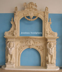 <span class=keywords><strong>Chimenea</strong></span> de piedra Beige de doble capa para exteriores, estatua de León barata - Product Image 3