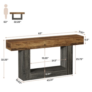 Tribesigns 63" <strong>Console</strong> <strong>Table</strong> Farmhouse 2-Tier Entryway <strong>Table</strong> with Base Behind Couch <strong>Table</strong> <strong>for</strong> Living Room Hallway Foyer - Product Image 6
