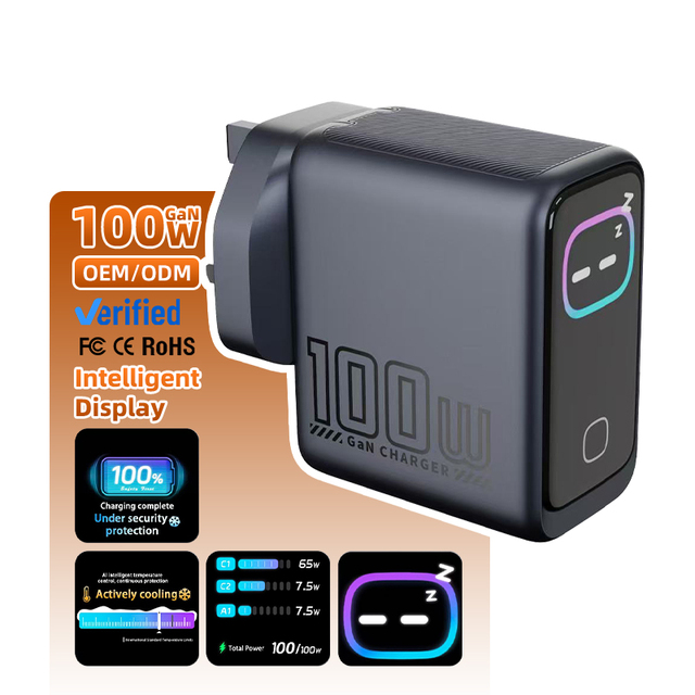 HYTO 100W 140W USB C Charger 3-Port Multi-Device Fast Charging Laptop Charger Smart Display & Touch Control GaN Power Adapter