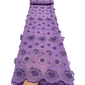 NI.AI - Tela de Encaje Suizo Africano, Nueva Llegada, para Vestido de Fiesta Nigeriano <span class=keywords><strong>Aso</strong></span> Ebi, Bordado Floral con Apliques y Pedrería - Product Image 1