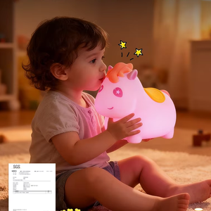 Lampada da Notte per Bambini in Silicone Morbido di Grado Alimentare, Luce LED RGB Colorata, Controllo Touch, Dimmerabile, USB, per Cameretta - Product Image 1