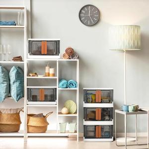 Boîte de rangement pliable en plastique à double ouverture avec couvercle, organisateur de vêtements rectangulaire, best-seller Shopify, pour armoire, motif pois de sésame - Product Image 4