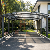 Elegante Toldo Integrado de Aluminio para Vehículos, Impermeable, Resistente a los Rayos UV, Techo de PC Natural, Resistente al Viento, para Villas, Portones Pequeños