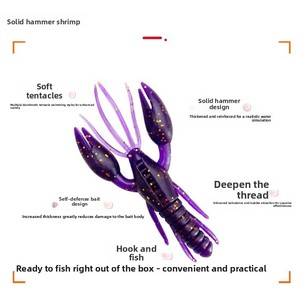 Leurre souple en PVC LOVITA Réaliste en forme de crevette 6g/8cm pour montage Texas, appât artificiel sans hameçons pour achigan et poisson mandarin - Product Image 2