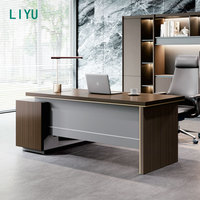 Bureau d'angle contemporain moderne Liyu pour PDG, table d'ordinateur en bois extensible et convertible avec finition mélamine