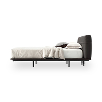 Cadre de lit flottant en bois massif importé, recouvert de cuir, design tendance Orangefurn