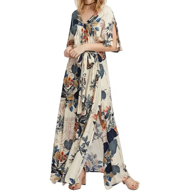 Robe longue d'été pour femmes, vêtement cardigan style boho avec imprimé, à la mode, nouvelle collection, 2020