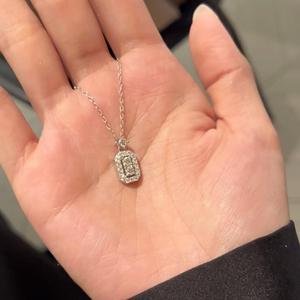 S925 Pure Silver Full Diamond Smiling Pearl Necklace French Exquisite Luxury Gradient Curve <b>Chain</b> Versatile Platinum <b>Cross</b> - Product Image 2