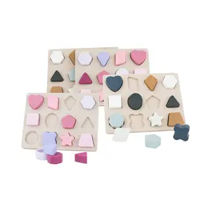 Blocs de construction empilables en Silicone pour bébé, jouet de dentition et de compression, forme de trieur, Puzzle Montessori, jouets sensoriels en Silicone