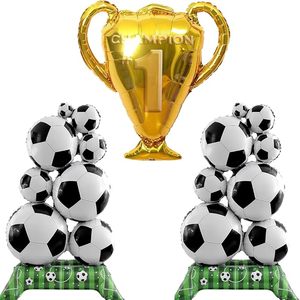 Ballons en aluminium brillants Football et Trophée, lot de 3, géants, sur pied, <span class=keywords><strong>pour</strong></span> décoration de fête, thème sportif, <span class=keywords><strong>anniversaire</strong></span> <span class=keywords><strong>pour</strong></span> garçons et hommes - Product Image 1