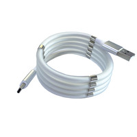 Câble de charge magnétique USB Type C à remontage automatique de 2m, charge rapide, cuivre pur 120V/180V, pour téléphones portables, imprimantes électriques
