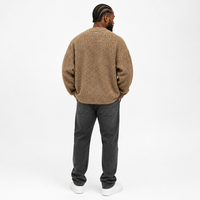 Pull en maille pour homme avec logo personnalisé, col rond, manches longues, poids moyen, kaki, doux, confortable, automne-hiver, en acrylique, fabrication OEM & ODM