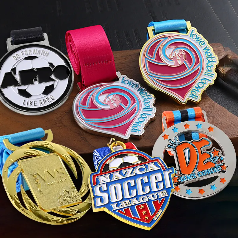 Gepersonaliseerde Metalen Medailles Voetbal Custom Metal Ambachten Award Sport Souvenir Medaille Die Gegoten Zilveren Gouden Gymnastiek Medailles