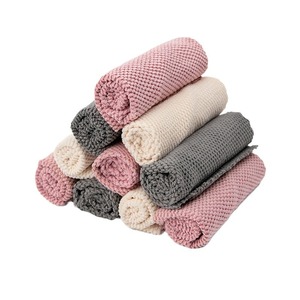 Chiffon de nettoyage pour maïs en grains, en microfibre, épaissi, absorbant, rectangulaire, rose, gris, blanc cassé, pour cuisine, usage international - Product Image 2