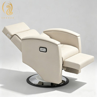 Chaise de Barbier Moderne Chuque pour Salon de Beauté, Appuie-tête Réglable, Cuir Gris, Luxe, Électrique, Pliable pour Coiffure et Styling
