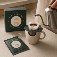 Sachet de café en aluminium imprimé sur mesure avec fermeture éclair, emballage individuel pour café à verser, recyclable, marque privée