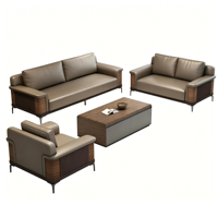 Ensemble canapé et table basse modulaires modernes avec cuir synthétique et éponge haute densité pour salon commercial