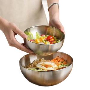 Stainless Steel Cold Noodle Bowl Large Size For Korean Bibimbap Salad Serving Home Tableware Silver Gold Color - Product Image 3