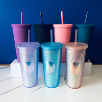 Bouteille d'eau à grille en vrac, gobelets cloutés à paillettes colorées, écologique, meilleure vente